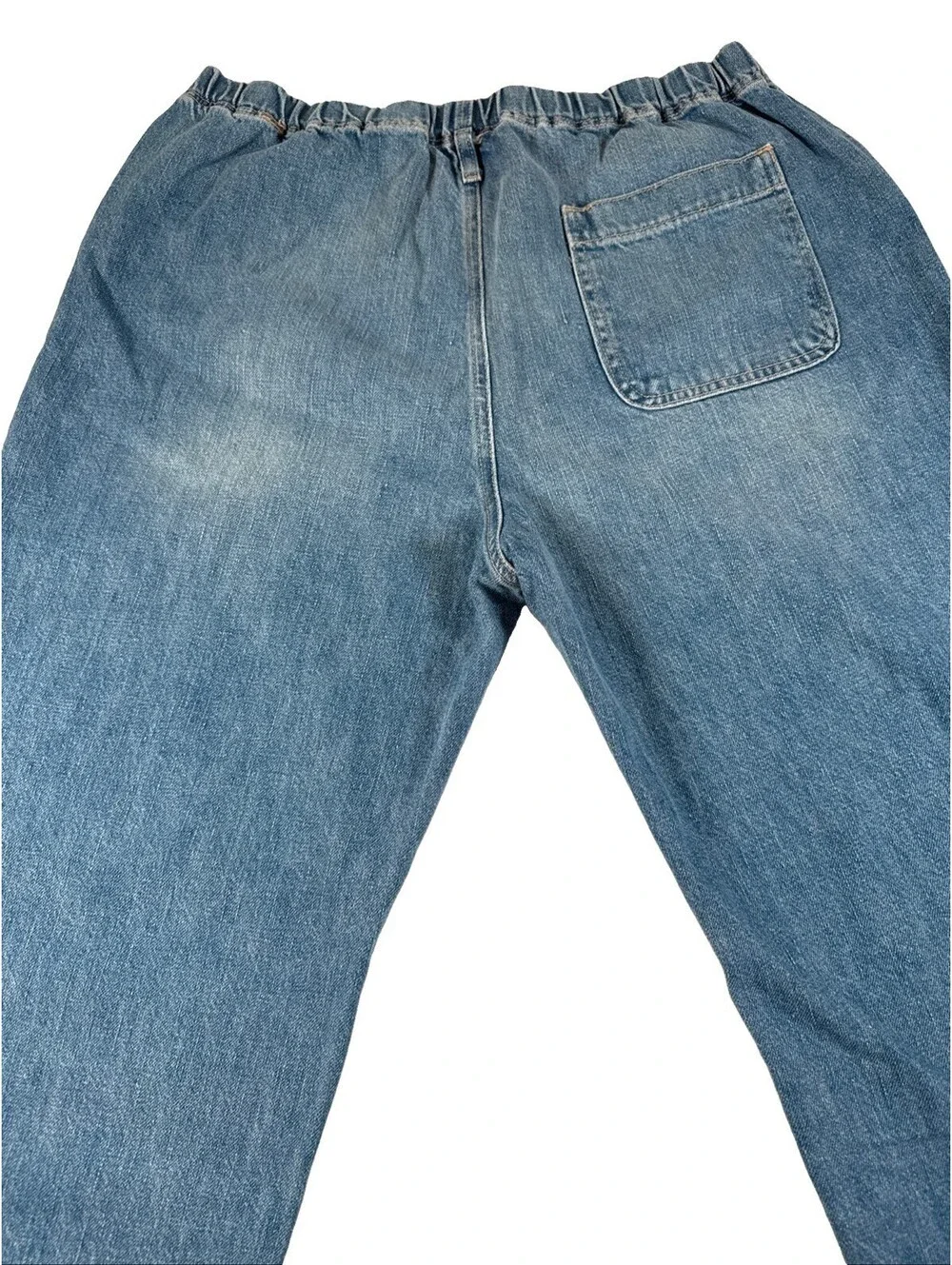 Zara Womens Wide Leg Denim Pullon Jean Pants HIppie Boho Size US 12 Pre Owned